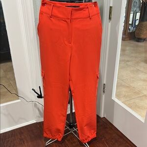 Vibrant Orange Women's Cargo Dress Pants
